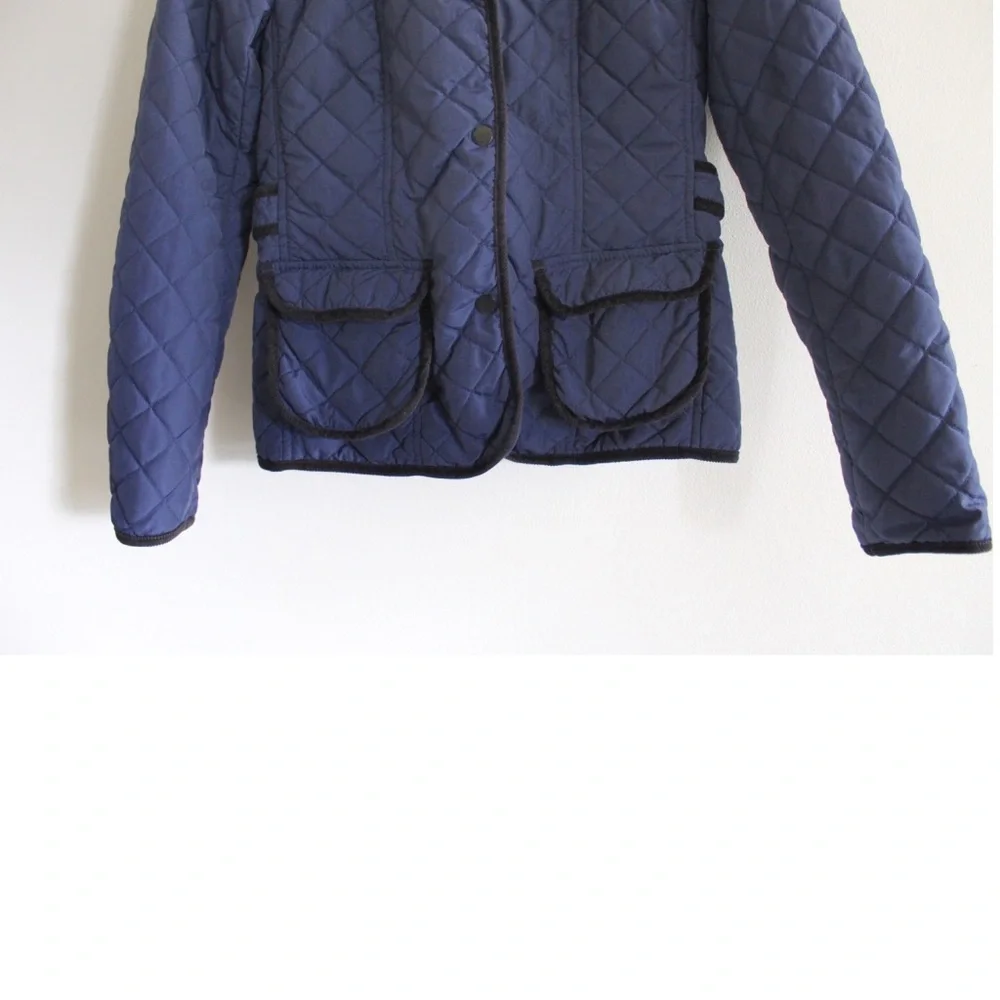 Zara Blue Contrasting Quilted Button Jacket Small Preowned - Picture 4 of 9